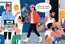 Nutricionista analisando alimentos e orientando pessoas em diferentes contextos, com elementos que representam clínica, esporte e saúde pública.