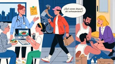 Nutricionista analisando alimentos e orientando pessoas em diferentes contextos, com elementos que representam clínica, esporte e saúde pública.
